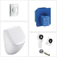 Derby Urinal spülrandlos mit SoftClose Deckel und Grohe Zubehör, matt chrom - Vigour Derby Urinal spülrandlos mit SoftClose Deckel und Grohe Zubehör, matt chrom - Vigour von VIGOUR