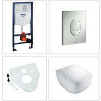 Derby Wand wc spülrandlos mit Grohe Vorwandelement und Drückerplatte matt chrom - Vigour von VIGOUR