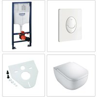 Derby Wand wc spülrandlos mit Grohe Vorwandelement und Drückerplatte weiß - Vigour von VIGOUR