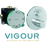 VIGOUR CLIVIA Unterputz 2-Wege Duschbrausebatterie mit Thermostat inkl.Unterputz-Einbaukörper, chrom von VIGOUR