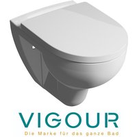 Clivia plus Wand-WC spülrandlos +5cm Behindertengerecht mit SoftClose WC-Sitz abnehmbar, weiß - Vigour von VIGOUR