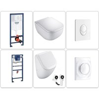 Derby Urinal spülrandlos und Wand wc mit SoftClose Deckel und Grohe Set, weiß - Vigour von VIGOUR