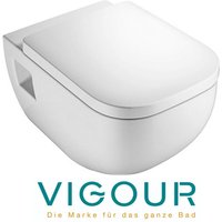 Derby Wand wc kompakt 48 cm mit sichtbarer Befestigung und SoftClose WC-Sitz, weiß - Vigour von VIGOUR