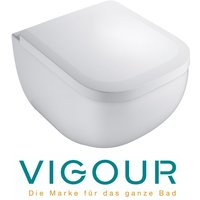 Vigour - derby Wand wc kompakt 48 cm spülrandlos mit verdeckter Befestigung und SoftClose WC-Sitz, weiß von VIGOUR