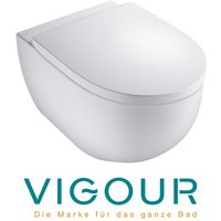 Vigour - derby Wand-WC rund spülrandlos mit verdeckter Befestigung und SoftClose WC-Sitz, weiß von VIGOUR