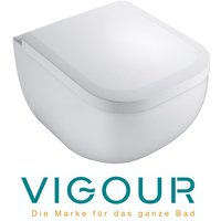 Derby Wand wc spülrandlos mit verdeckter Befestigung und WC-Sitz, weiß - Vigour von VIGOUR