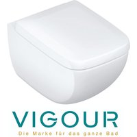 VIGOUR WHITE Wand WC spülrandlos mit PflegePlus mit SoftClose TakeOff WC-Sitz, weiß von VIGOUR