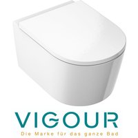 Vigour - white Wand wc PowerFlush spülrandlos mit SoftClose TakeOff WC-Sitz, weiß von VIGOUR