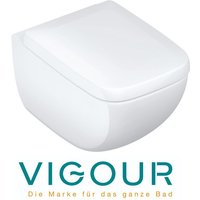 White Wand wc spülrandlos mit PflegePlus mit SoftClose TakeOff WC-Sitz, weiß - Vigour von VIGOUR