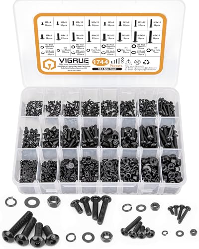 VIGRUE 1744PCS M2 M3 M4 M5 Schrauben Set,Kohlenstoffstahl Schwarz und Muttern Unterlegscheiben Rund-Knopfkopf Linsenkopf Innensechskant mit Schraubenschlüssel Gewindeschrauben VIGRUE 1744PCS M2 M3 M4 M5 Schrauben Set,Kohlenstoffstahl Schwarz und Muttern Unterlegscheiben Rund-Knopfkopf Linsenkopf Innensechskant mit Schraubenschlüssel Gewindeschrauben von VIGRUE