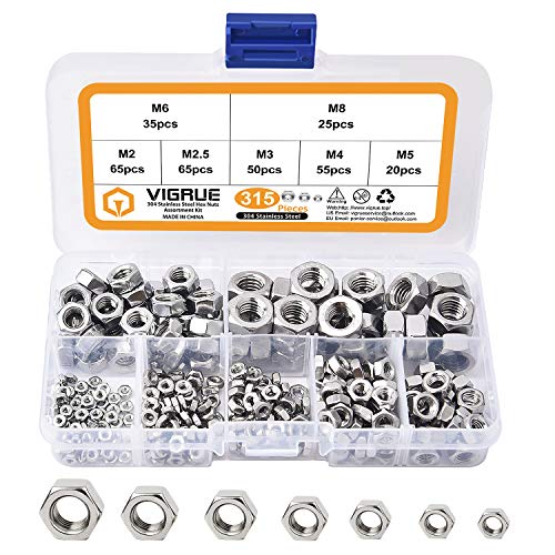 VIGRUE 315 Stück DIN 934 Sechskantmuttern Kontermuttern Standard A2-70 Set selbstsichernd A2-70 Edelstahl Kontermutter Muttern Set Sechskant Schraubenmuttern 7 Größe M2 M2.5 M3 M4 M5 M6 M8 VIGRUE 315 Stück DIN 934 Sechskantmuttern Kontermuttern Standard A2-70 Set selbstsichernd A2-70 Edelstahl Kontermutter Muttern Set Sechskant Schraubenmuttern 7 Größe M2 M2.5 M3 M4 M5 M6 M8 von VIGRUE