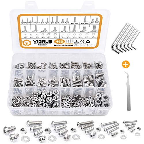 VIGRUE 460PCS Schrauben und Muttern Set, M2.5 M3 M4 M5 M6 M8 sechskopf schrauben, Edelstahl Innensechskantschrauben Muttern und Unterlegscheiben Sortiment Kit mit Aufbewahrungsbox und Schlüssel VIGRUE 460PCS Schrauben und Muttern Set, M2.5 M3 M4 M5 M6 M8 sechskopf schrauben, Edelstahl Innensechskantschrauben Muttern und Unterlegscheiben Sortiment Kit mit Aufbewahrungsbox und Schlüssel von VIGRUE