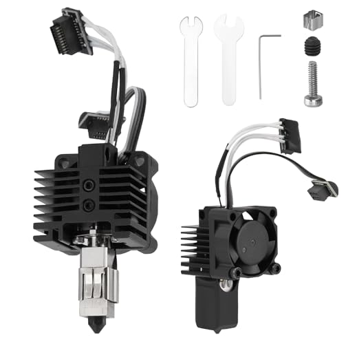 (Upgraded) Heißes Ende aus gehärtetem Stahl (mit Lüfter) für P1P/P1S 3D-Drucker mit plattiertem Kupfer Heizblock Titanium Heat Break, 0.2/0.4/0.6mm Düsen, Hotend Silikonsocke, Thermisto,Thermistor von VIHBRAI