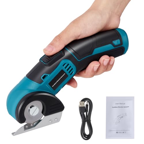 Elektrische Schere Kabelloser, Kartonschneider mit Sicherheitsschloss und USB-Ladekabel, Elektroschere aus Edelstahl für Pappe, Teppich, Stoff, Leder, Kunststoff, Schnittstärke bis 6 mm Elektrische Schere Kabelloser, Kartonschneider mit Sicherheitsschloss und USB-Ladekabel, Elektroschere aus Edelstahl für Pappe, Teppich, Stoff, Leder, Kunststoff, Schnittstärke bis 6 mm von VIHBRAI