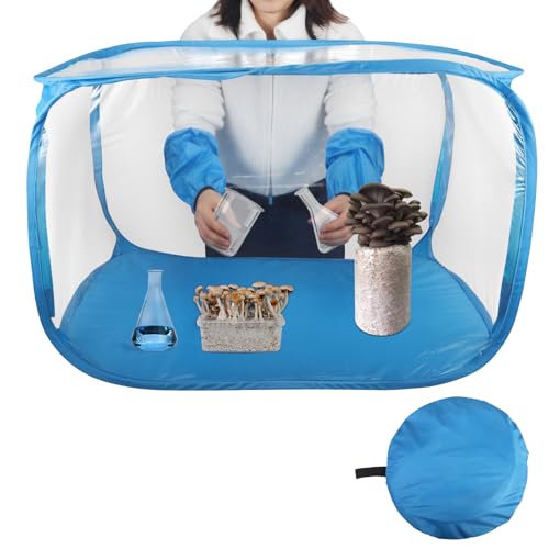 Pilze Züchten Growzelt, 60 x 60 x 90 cm Growbox. Tragbarer und klappbarer Grow Zelt mit Zwei Armöffnungen Grow Box für Pilzee wie Enoki Pilze, Heilpilze, Pilze im Allgemeinen(Blau) Gr von VIHBRAI