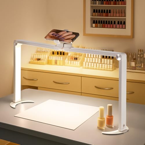 VIHBRAI Halbmond Lampe für Nagel Schreibtisch,Faltbare LED Nageltischlampe für Nail,Nageltisch lampe für Schönheit/Wimpern/kosmetikliege (3-Quadrat - Weiß) von VIHBRAI
