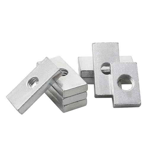 VIIADJSU 10–50 Stück M3 M4 M5 M6 M8 Vierkantmutter, rechteckige Muttern, dünne Gleitblockmuttern, verzinkter Kohlenstoffstahl, Aluminiumprofil, Zubehör (Color : 10pcs, Size : M6x20x12x4mm) von VIIADJSU