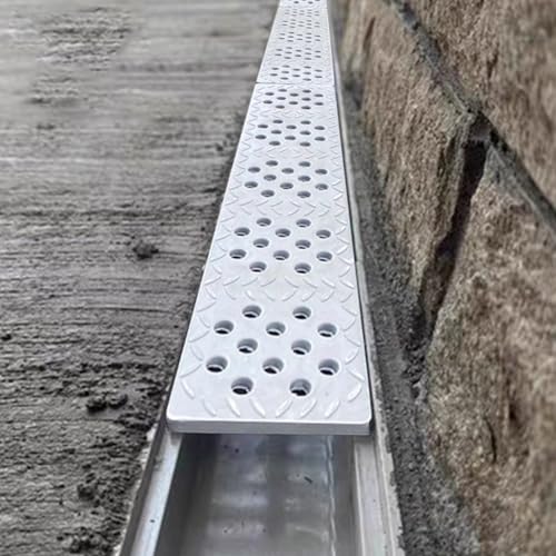 VIIGUIY Entwässerungsrinne 1 m Langes Lineares Drainage-Rinnensystem, Glatte Ablaufrinne und Rutschfestes Gitter, Sickerrillen für Regenwasser Im Außenbereich(20x10x100cm (7.9X3.9x39.4)) von VIIGUIY