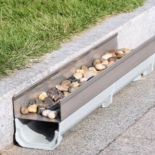 VIIGUIY Entwässerungsrinne Hochleistungs-Kanal-Wasserablauf, Außenlandschafts-Grabenentwässerungssystem mit 5 cm Hoher Abdeckung, Versteckte Trogabläufe für Betonboden(15x30cm (5.9x11.8)) von VIIGUIY
