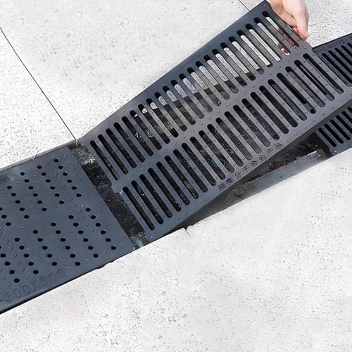 VIIGUIY Entwässerungsrinne Kanal-Abflussgitter mit Starker Tragfähigkeit, rutschfeste Abdeckplatte für Regenabläufe, Garagen-Grabenentwässerungsgitter, 50 cm(Style B,30X2.5cm (11.8x1)) von VIIGUIY