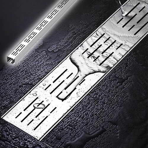 VIIGUIY Entwässerungsrinne Linearer Grabenablauf für Die Auffahrt mit Kanalgitter, 1 m Langes Schmales Kanalablaufset, Hochleistungs-Regenwasserumleitungs-Entwässerungskanal(10x4cm (3.9x1.6)) von VIIGUIY