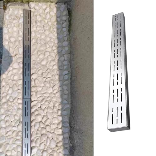 VIIGUIY Entwässerungsrinne Lineares Entwässerungsgraben-Set, Deck-Entwässerungssystem aus Edelstahl 304, Externe Interne Französische Entwässerungsrinne und Rost(5x3cm (2x1.2)) von VIIGUIY