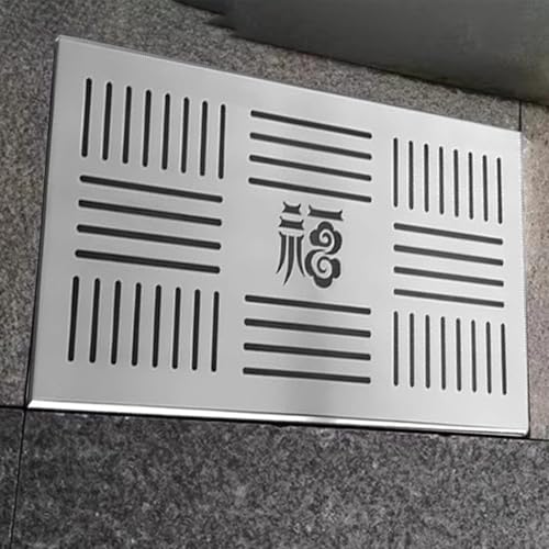 VIIGUIY Entwässerungsrinne Quadratische Abflussabdeckung mit Stahlsockel, Rostfreie Metall-Kanalisationsgitter, Ersatzgitter für Dachrinnenauffangbecken, Laubschutzgitter(50x30cm (19.7x11.8)) von VIIGUIY