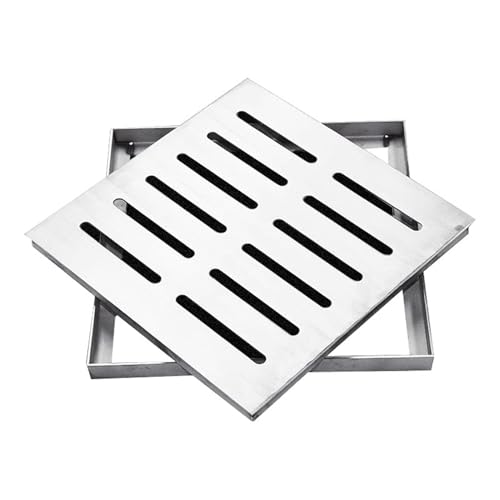 VIIGUIY Entwässerungsrinne Quadratisches, Abnehmbares Abflussgitter mit Sockel, Abflussabdeckung für Auffangbecken aus Edelstahl 304, Abdeckplatte für Externe Entwässerung(35x35cm (13.8x13.8)) von VIIGUIY