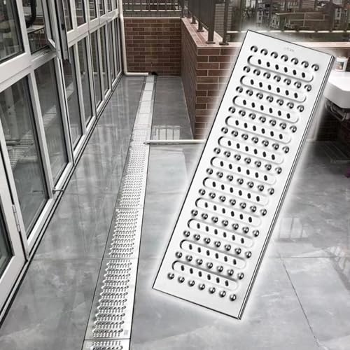 VIIGUIY Entwässerungsrinne Rechteckiger Grabenabflussrost, Verdickte Metallroste für Die Entwässerung, Regensieb-Kanaldeckel für Küche/Bad/Innenhof(58x40x2.5cm (22.8x15.7x1)) von VIIGUIY