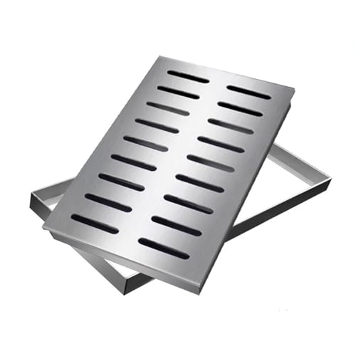 VIIGUIY Entwässerungsrinne Rechteckiger Kanalentwässerungsrost, Abdeckplatte für Fußgängergräben Im Außenbereich mit Rahmen, Hochleistungs-Kanalisationsrost aus Metall(40x30cm (15.7x11.8)) von VIIGUIY