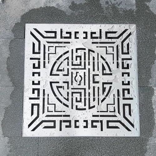 VIIGUIY Entwässerungsrinne Rostfreier Abflussgrabenrost mit Stabilem Rahmen, Schnellentwässerungs-Kanalrostplatten, Grabenentwässerungssiebplatte für Landschaft/Innenhof(25x25cm (9.8x9.8)) von VIIGUIY