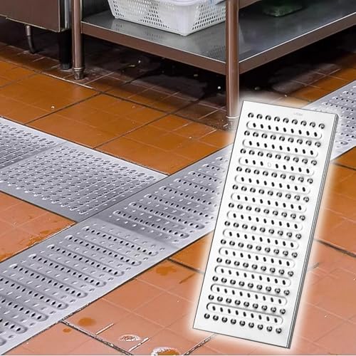 VIIGUIY Entwässerungsrinne Rutschfestes Kanal-Abflussgitter für Den Außenbereich, Hochleistungs-Wasserablaufabdeckung Aus Edelstahl 304, Französische Abflussabdeckung(58x25x2.5cm (22.8x9.8x1)) von VIIGUIY