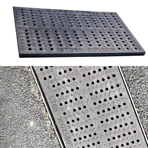 VIIGUIY Entwässerungsrinne Schwarzes Graben-Abflussgitter, Langlebiges Abflusssieb Aus Kunststoff, Lineare Bodenrinnenabdeckung, Perforierter Regenschutz zum Auffangen(50x30X4cm (19.7x11.8x1.6)) von VIIGUIY