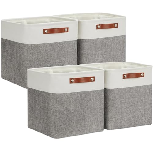 VIIHTYISA Aufbewahrungsbox Stoff 28x28x28cm, 4er-Set Würfel-Aufbewahrungskörbe für Schrank, Regal, und Kleidung, Grau&Weiß VIIHTYISA Aufbewahrungsbox Stoff 28x28x28cm, 4er-Set Würfel-Aufbewahrungskörbe für Schrank, Regal, und Kleidung, Grau&Weiß von VIIHTYISA