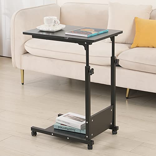 VIIROUD Beistelltisch, leicht, Betttisch mit Rollen, Computersofa, höhenverstellbar, Stehtisch, mobil, 56,5 x 37 x 95 cm, Schwarz VIIROUD Beistelltisch, leicht, Betttisch mit Rollen, Computersofa, höhenverstellbar, Stehtisch, mobil, 56,5 x 37 x 95 cm, Schwarz von VIIROUD