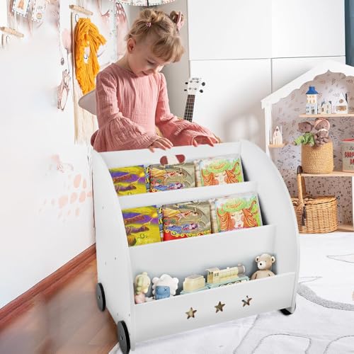 VIIROUD Bücherregal für Kinder in Form eines niedlichen Baumes, Universalregal, 2 Ebenen, mit abgerundeten Ecken für Schlafzimmer, Wohnzimmer, 62 x 42 x 57 cm, Weiß (1 Stück) von VIIROUD