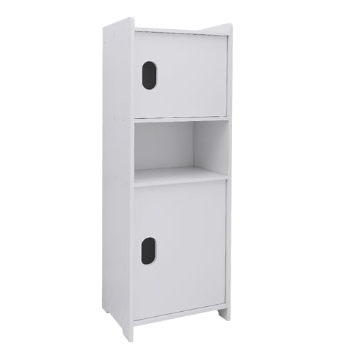VIIROUD Kleiner Aufbewahrungsschrank für Toilette, Badezimmerschrank, Toilettenpapierhalter mit Schrank und verstellbaren Einlegeböden, 24 x 20 x 72 cm, Weiß von VIIROUD