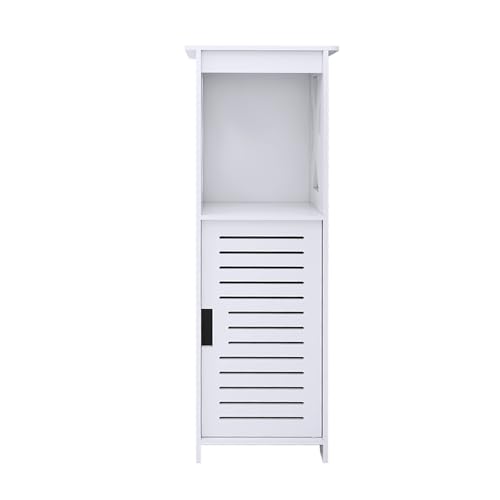 VIIROUD Kleiner Aufbewahrungsschrank für Toilette, Badezimmerschrank, Toilettenpapierhalter mit Schrank und verstellbaren Einlegeböden, 26 x 20 x 75 cm, Weiß von VIIROUD