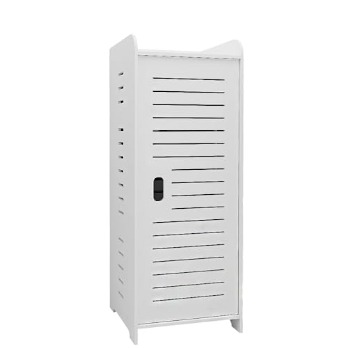 VIIROUD Kleiner Aufbewahrungsschrank für Toilette, Badezimmerschrank, Toilettenpapierhalter mit Schrank und verstellbaren Einlegeböden, 30 x 30 x 80 cm, Weiß von VIIROUD