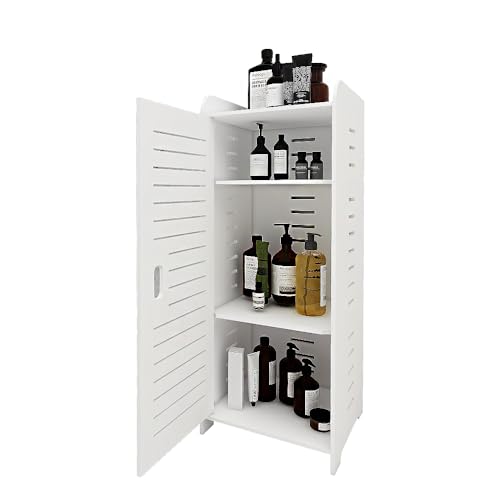 VIIROUD Kleiner Aufbewahrungsschrank für Toilette, Toilettenpapierhalter, Säule, Badezimmerschrank, Schrank, verstellbares Regal, wasserfeste Füße, 30 x 30 x 80 cm, Weiß von VIIROUD