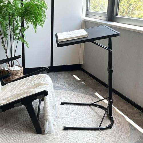 VIIROUD Mobiler Stehtisch mit 4 Rollen, auf Rollen, höhenverstellbar, Betttisch für Wohnzimmer, Schlafzimmer, 43 x 43 x 69 cm (schwarz) von VIIROUD