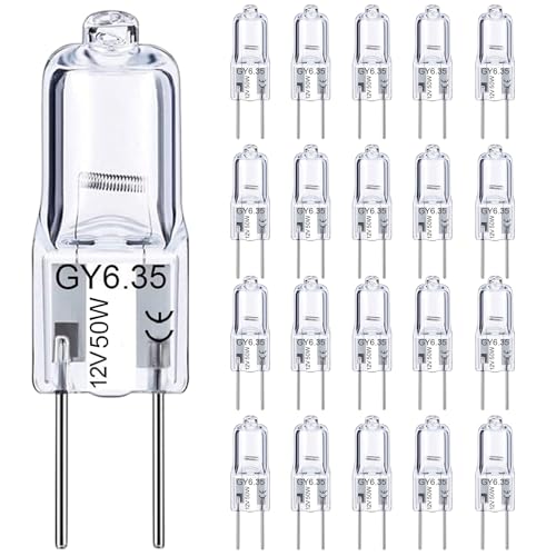 VIIVUU 12V Halogen Leuchtmittel GY6.35,Halogen 12V 50W Halogenlampen Dimmbar,AC/DC G6.35/GY6.35 50W Halogenglühbirne,Stiftsockellampe,Warmweiß 2700K für Kronleuchter, Schreibtischlampe,20 Stück VIIVUU 12V Halogen Leuchtmittel GY6.35,Halogen 12V 50W Halogenlampen Dimmbar,AC/DC G6.35/GY6.35 50W Halogenglühbirne,Stiftsockellampe,Warmweiß 2700K für Kronleuchter, Schreibtischlampe,20 Stück von VIIVUU