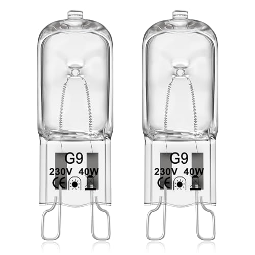 VIIVUU Backofenlampe G9 40W 300 Grad, 2 Stück Ofenlampe bis 300° C Hitzebeständige,500LM Backofenbirne Glühbirne für Backofen, (Bosch, Neff, Siemens, Delonghi, Ocean,Miele) Mikrowelle,Grillöfen von VIIVUU