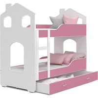 Etagenbett für Kinder - 180x80 cm - mit Schublade - weiß rosa Etagenbett für Kinder - 180x80 cm - mit Schublade - weiß rosa von VIKING CHOICE