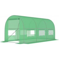 Gewächshaus 3,5x2x2 Meter - 7m2 - Metallrahmen mit grüner PE-Folie - mit Moskitonetzfenstern von VIKING CHOICE