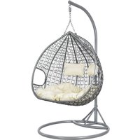 Hängesessel mit Gestell - Egg Chair für 2 Personen - grau beige Hängesessel mit Gestell - Egg Chair für 2 Personen - grau beige von VIKING CHOICE