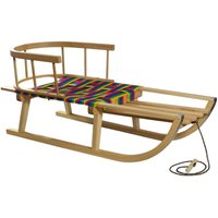 Holzschlitten mit Rückenlehne und geflochtener Sitzfläche von VIKING CHOICE