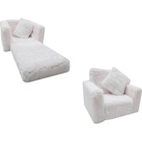 Viking Choice - Kinderschlafsofa und Gästebett in einem - 100cm x 36cm x 25cm - weißer Plüsch von VIKING CHOICE