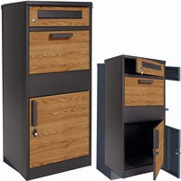Viking Choice - Paketbriefkasten - 50x38x112 cm - Stahl - anthrazit Holzoptik von VIKING CHOICE