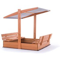 Viking Choice - Sandkasten - Holz - mit Dach und Bänken - 140x140 cm - grau von VIKING CHOICE